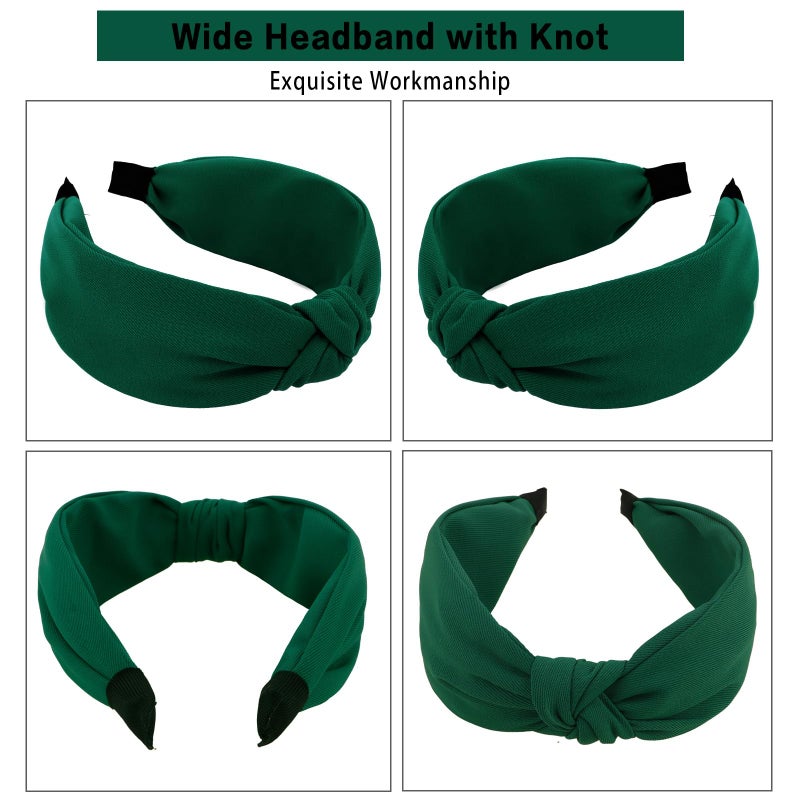 Ondder Green Top Knot Headband for Women Girls Non Slip Fashion Wide Knotted Headbands Hair Accessories for Women Girls - Image 3